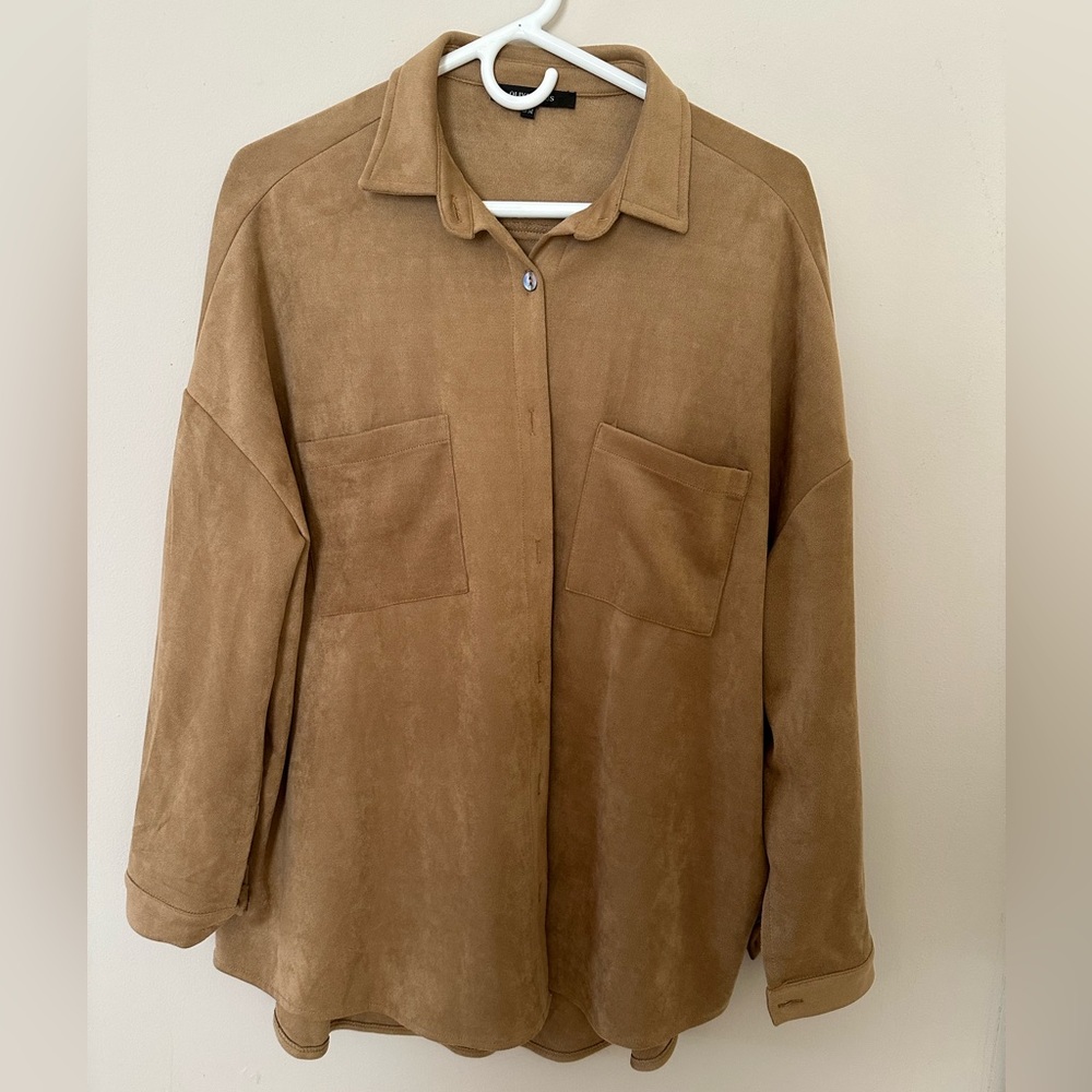 Olivaceous Camel colored Shacket.